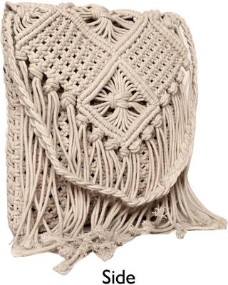 Natural Cord Macrame Flapover Sling Bag 3
