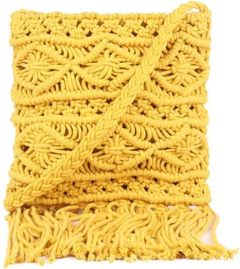 yellow macrame crossbody sling bag 1