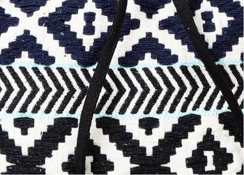 Black Aztec Jacquard Sling Bag With Drawstring Closure 3