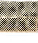 gold beaded clutch with metal chain strap