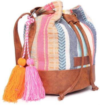 Multi Aztec Jacquard Sling Bag With Drawstring Closure 3