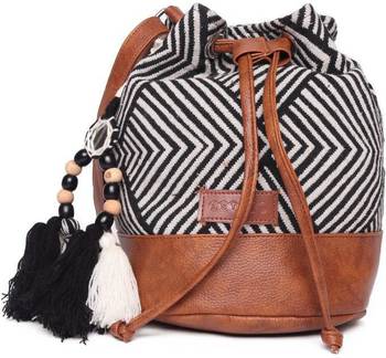 Multi Aztec Jacquard Sling Bag With Drawstring Closure 1