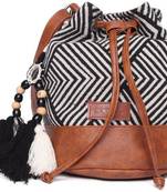 Multi Aztec Jacquard Sling Bag With Drawstring Closure