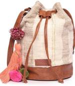 Multi Aztec Jacquard Sling Bag With Drawstring Closure