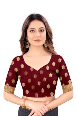 Grey woven banarasi silk saree with blouse 5