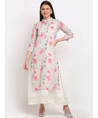 Sage Green Floral Sequin Embroidered Layered Floor Length Kurti 1