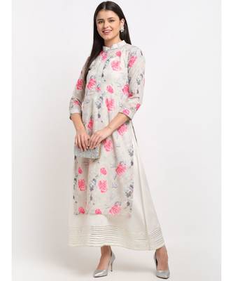 Sage Green Floral Sequin Embroidered Layered Floor Length Kurti 4