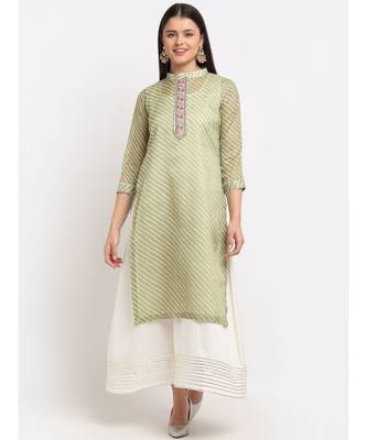 Green Kota Leheriya Layered Floor Length Kurti 1
