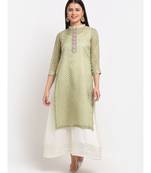 Green Kota Leheriya Layered Floor Length Kurti