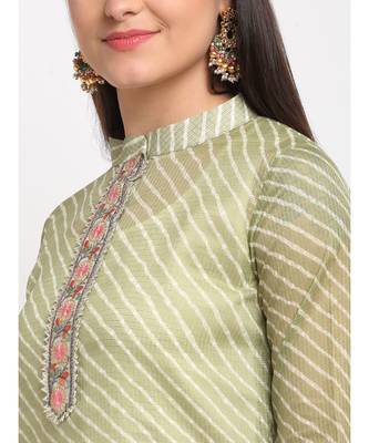 Green Kota Leheriya Layered Floor Length Kurti 3