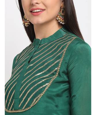 Glam Green Sequined Yoke Short Kurti with Sharara 2