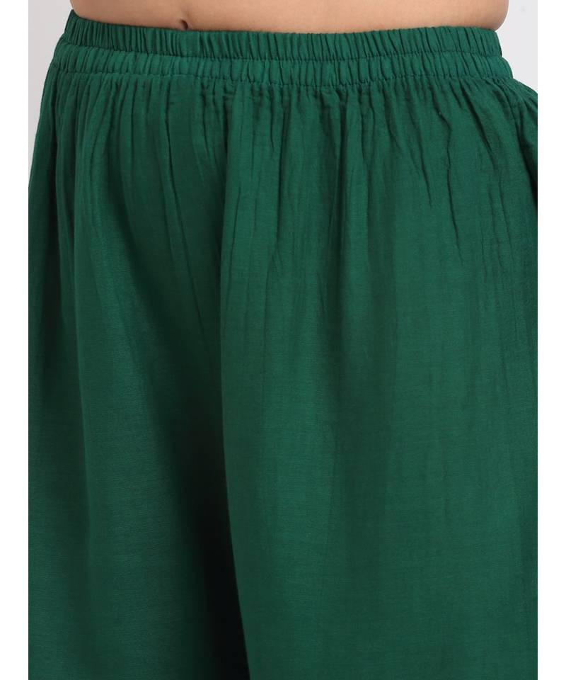 Glam Green Sequined Yoke Short Kurti with Sharara