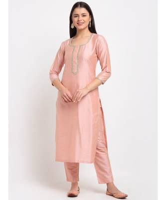 Peach Petal Straight Kurti with Pants 1
