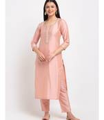 Peach Petal Straight Kurti with Pants