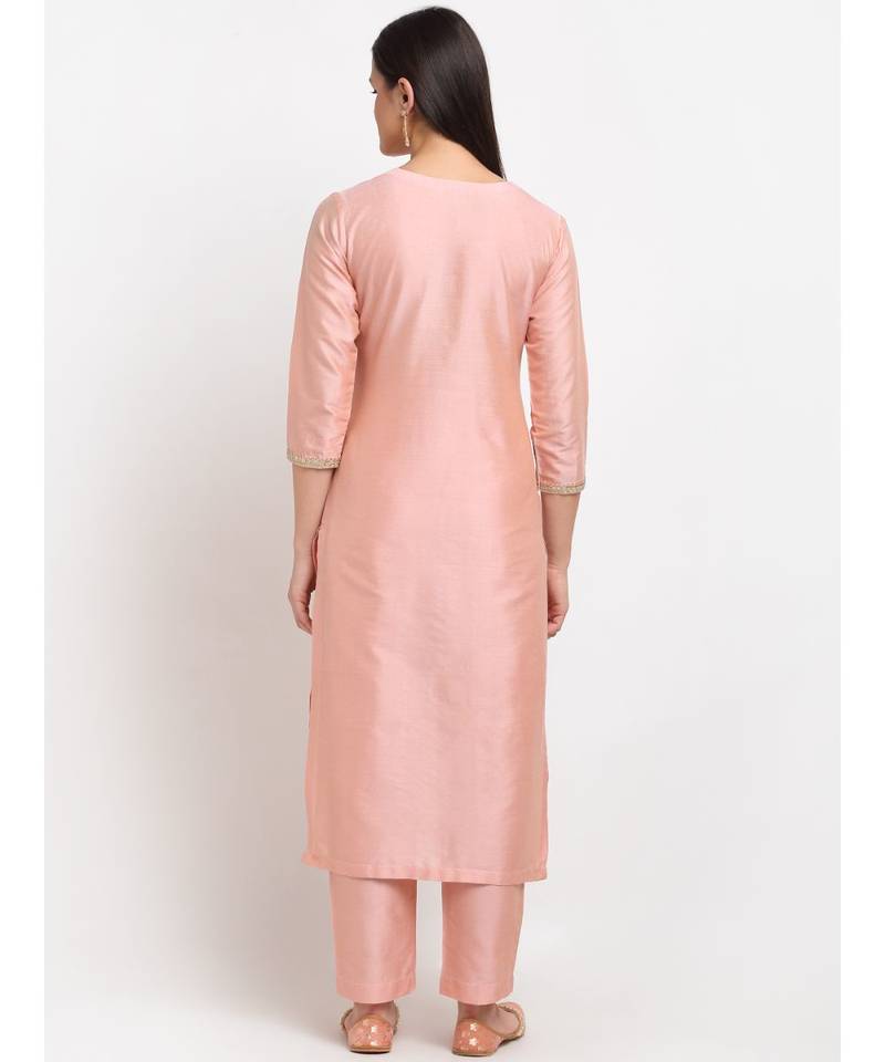 Peach Petal Straight Kurti with Pants