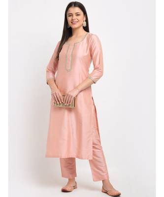 Peach Petal Straight Kurti with Pants 4