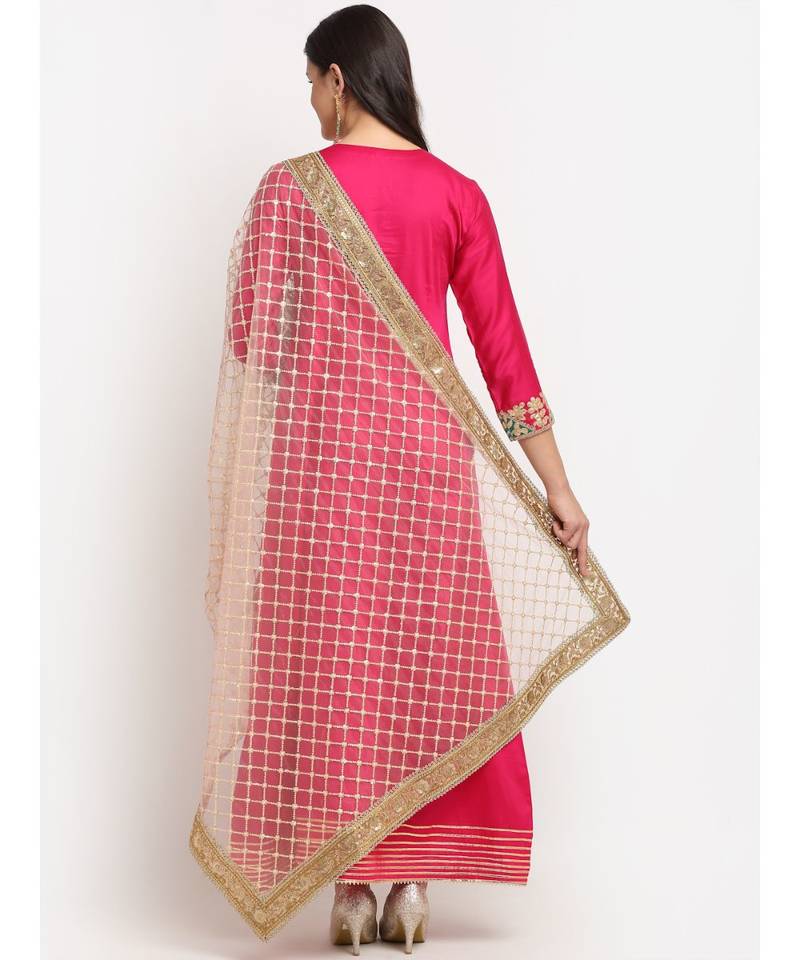 Magenta Love Gota Embroidered Floorlength and Net Embroidered Dupatta