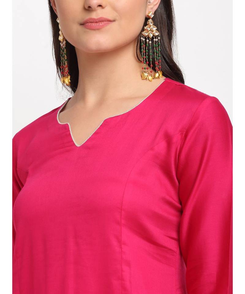 Magenta Love Gota Embroidered Floorlength and Net Embroidered Dupatta