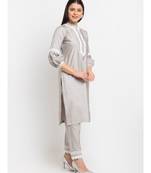 Serene Grey Crotia Kurti With Straight Pants