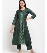 Teal Panel A-line Kurti with Pants
