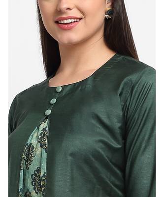 Teal Panel A-line Kurti with Pants 2
