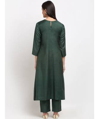 Teal Panel A-line Kurti with Pants 5