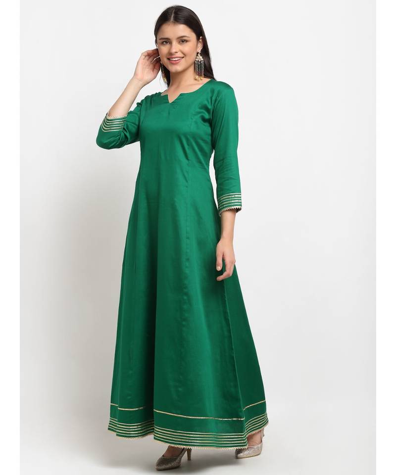 Green Love Gota Embroidered Floorlength