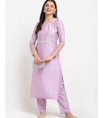 Lilac Straight Kurti with Pants
