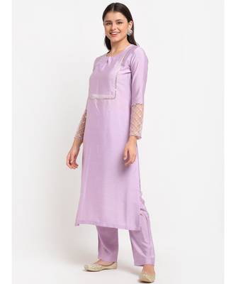 Lilac Straight Kurti with Pants 3