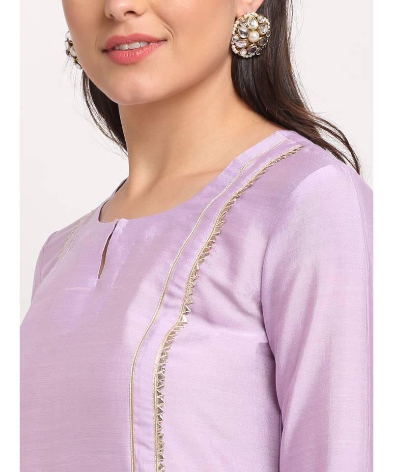 Lilac Straight Kurti with Pants