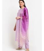 Lilac Straight Kurti with Pants and Shaded Dupatta