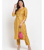 Mustard Gota Straight Kurti with Pants