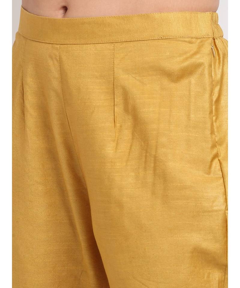 Mustard Gota Straight Kurti with Pants
