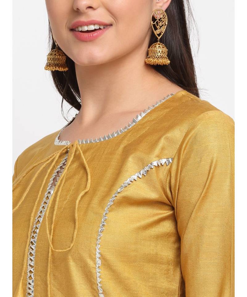 Mustard Gota Straight Kurti with Pants