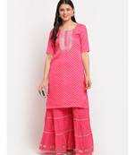 Pink Passion Bandhani Short Kurti with Sharara