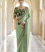 Green embroidered organza saree with blouse