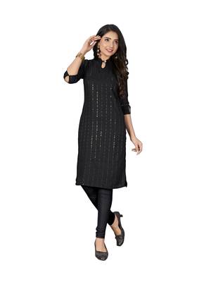 Black embroidered cotton ethnic-kurtis 1