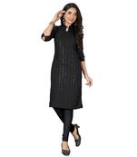 Black embroidered cotton ethnic-kurtis