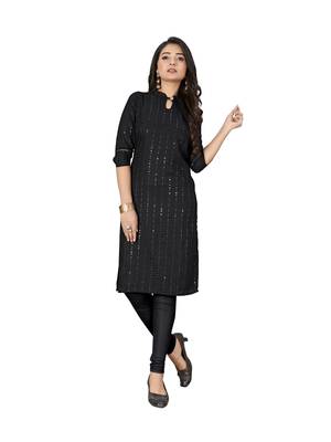 Black embroidered cotton ethnic-kurtis 5