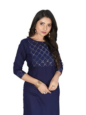 Blue embroidered cotton ethnic-kurtis 3