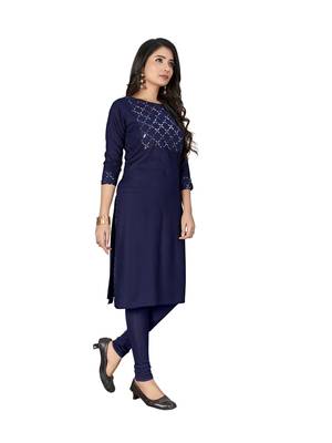 Blue embroidered cotton ethnic-kurtis 5
