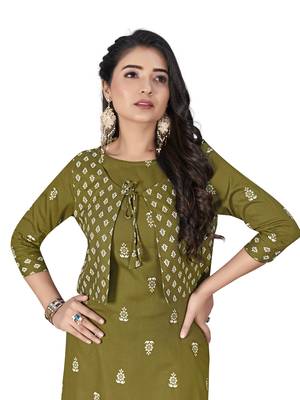 Green printed cotton ethnic-kurtis 3