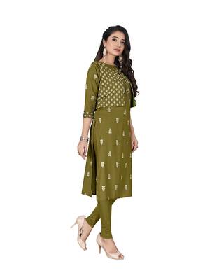 Green printed cotton ethnic-kurtis 4
