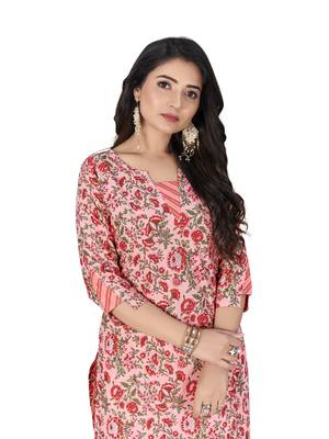 Peach printed cotton ethnic-kurtis 3