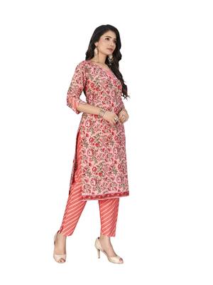 Peach printed cotton ethnic-kurtis 5