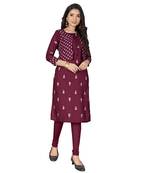 Maroon printed cotton ethnic-kurtis