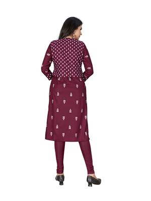 Maroon printed cotton ethnic-kurtis 2