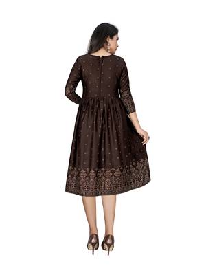 Brown printed cotton ethnic-kurtis 2
