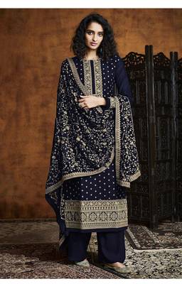 Blue Georgette Sequins Embroidery Salvar Suit Party Wear 1