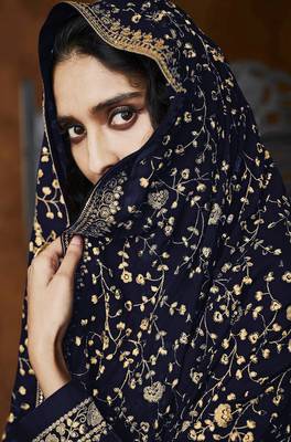 Blue Georgette Sequins Embroidery Salvar Suit Party Wear 2